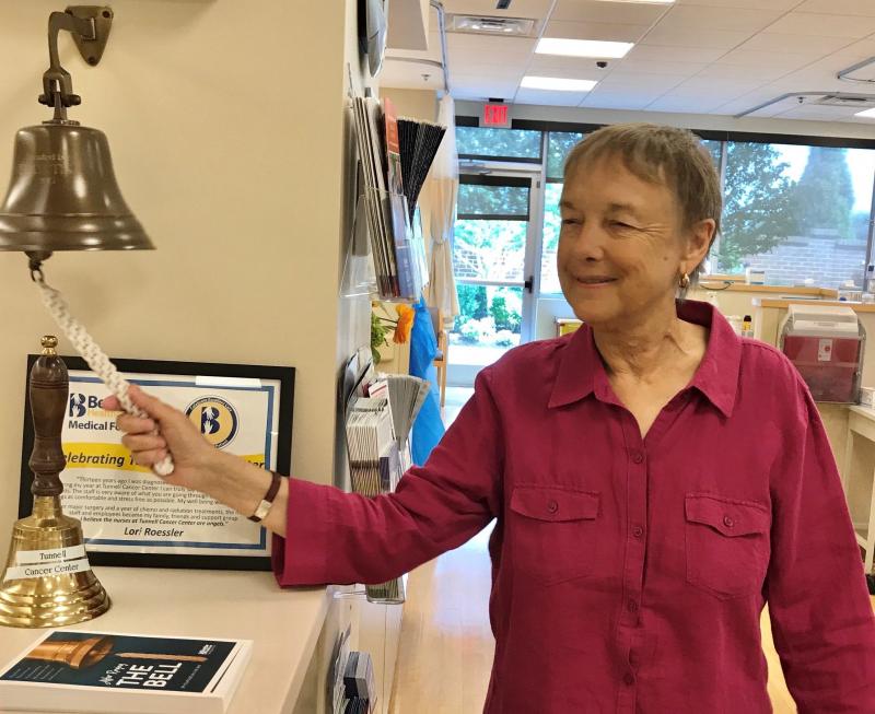 Kim King rings the bell at Tunnell Cancer Center to celebrate her last chemotherapy treatment. SUBMITTED PHOTO